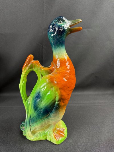 Majolica pitcher in the shape of a Saint-Clément duck