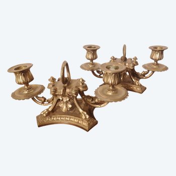 Pair of candlesticks - Gilt bronze - Circa 1900