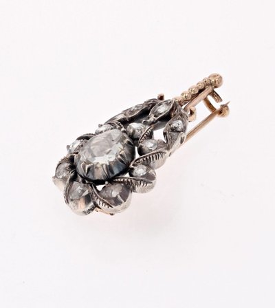 Antike Blumen-Diamantbrosche