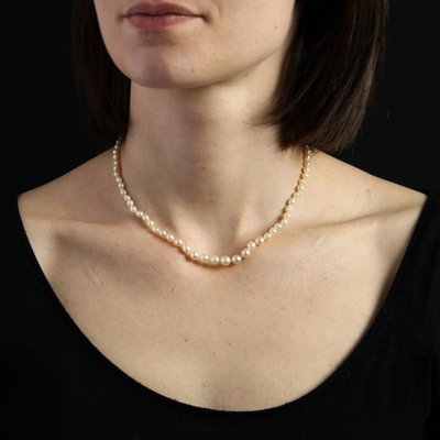Feine Barockperlenkette mit Diamantverschluss