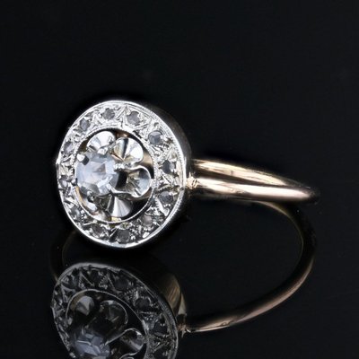 Antiker runder Diamantring im Rosenschliff