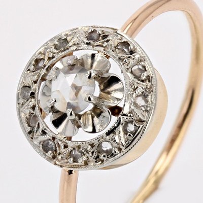 Antiker runder Diamantring im Rosenschliff