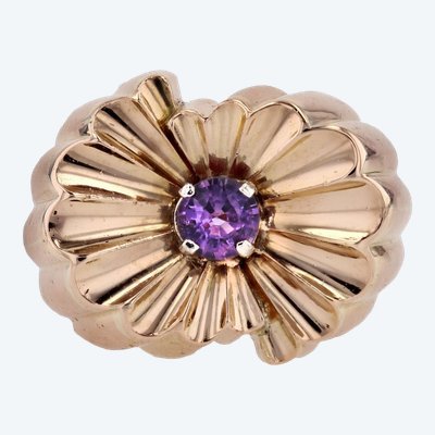 Bague Tank Godronnée Saphir Violet