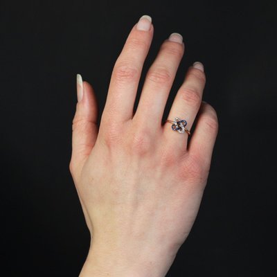 Antiker Diamant- und Saphir-Verschlussring