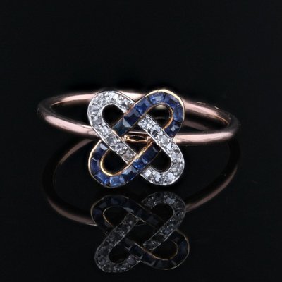 Antiker Diamant- und Saphir-Verschlussring