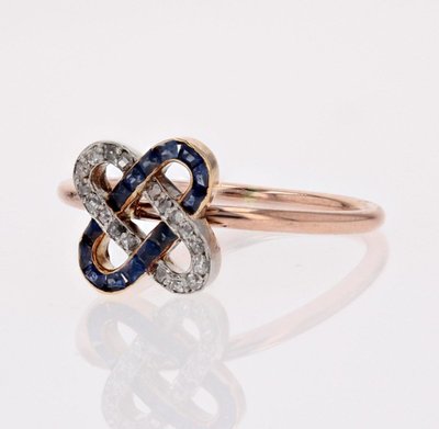 Antiker Diamant- und Saphir-Verschlussring