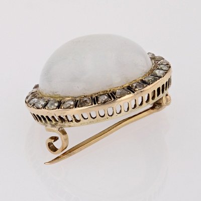 Opal Brosche Diamanten Schwarz Emaille