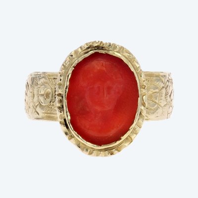 Old Coral Cameo Ring