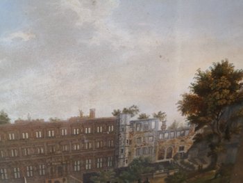 Pair of engravings enhanced with gouache - Landscape - Late 19th century