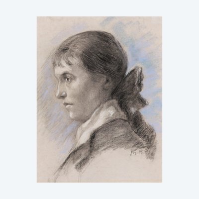 Attribué à Marie BASHKIRTSEFF, Portrait de femme de profil