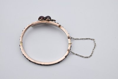 Ancien Bracelet En Grenat Et Argent
