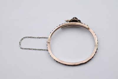 Ancien Bracelet En Grenat Et Argent