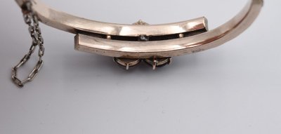 Ancien Bracelet En Grenat Et Argent