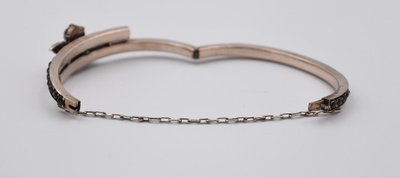 Ancien Bracelet En Grenat Et Argent