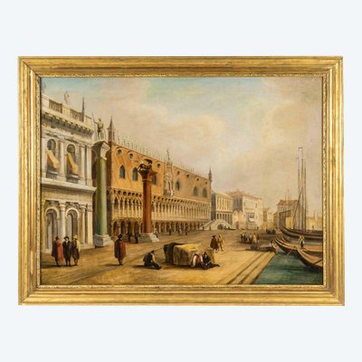 Veduta della Piazzetta di Venezia, olio su tela, scuola italiana, circa 1820-1850