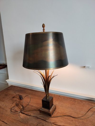 Messinglampe von Maison Charles, ca. 1970
