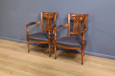 Pair of stained beech armchairs – Early 20th century