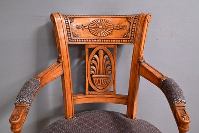 Pair of stained beech armchairs – Early 20th century