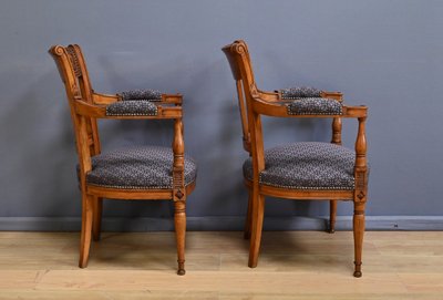 Pair of stained beech armchairs – Early 20th century