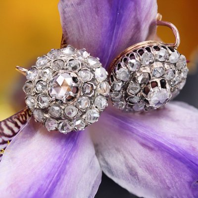 Antike Diamant-Ohrringe im Rosenschliff