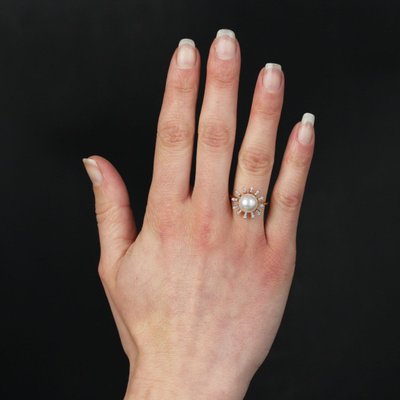 Bague Perle De Cutlure Akoya Et Diamants Flocon