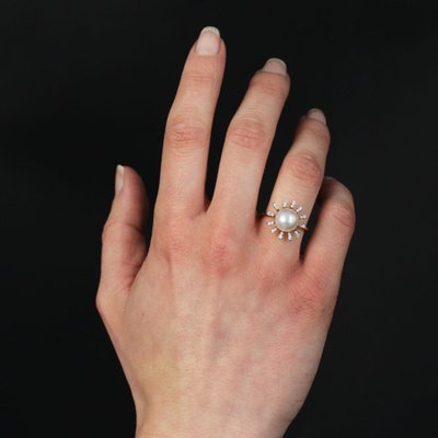Bague Perle De Cutlure Akoya Et Diamants Flocon