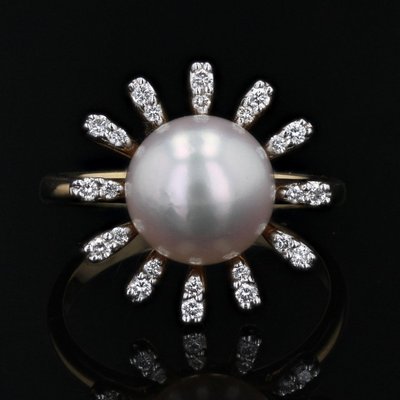 Bague Perle De Cutlure Akoya Et Diamants Flocon