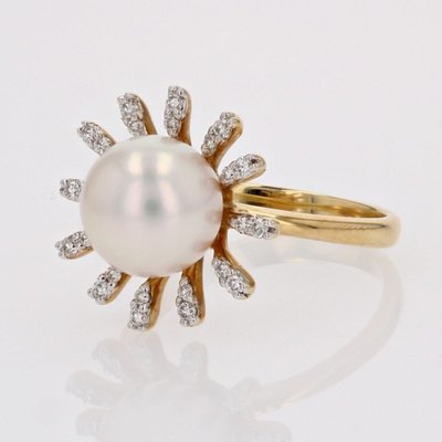 Bague Perle De Cutlure Akoya Et Diamants Flocon