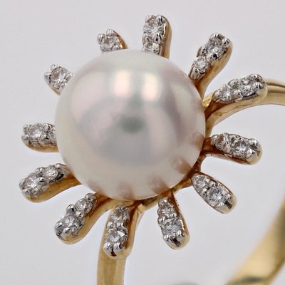 Bague Perle De Cutlure Akoya Et Diamants Flocon