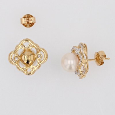 Orecchini traforati con perle e diamanti
