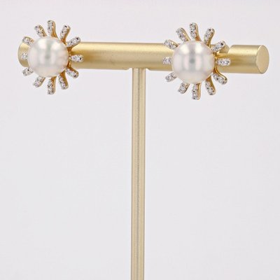 Schneeflockenohrringe mit Akoya-Perlen und Diamanten