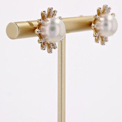 Schneeflockenohrringe mit Akoya-Perlen und Diamanten