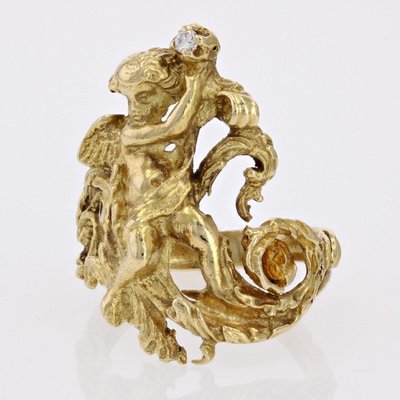 Anello Angelot antico in oro e diamante
