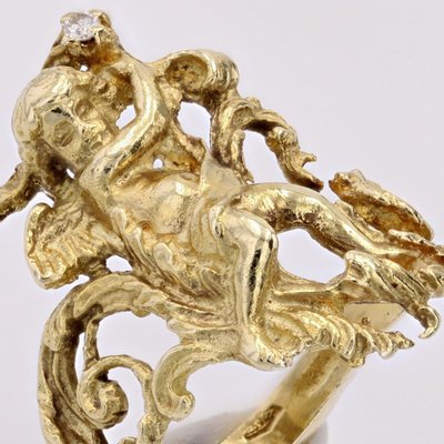 Anello Angelot antico in oro e diamante