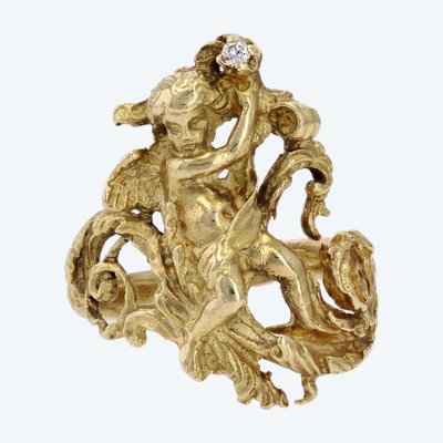 Old Angelot Ring In Gold And Its Diamond