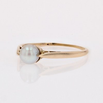 Solitaire Or Jaune Perle De Culture
