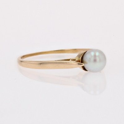 Solitaire Or Jaune Perle De Culture