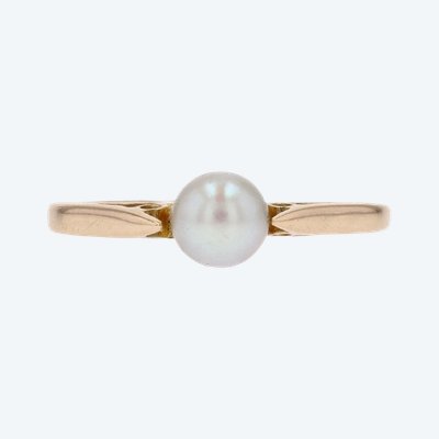 Solitaire Yellow Gold Cultured Pearl