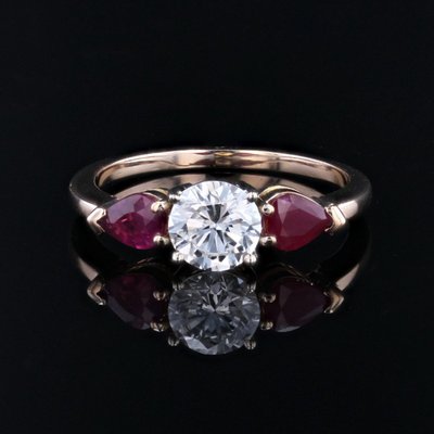 Bague Diamant Et Rubis Taillés En Poire