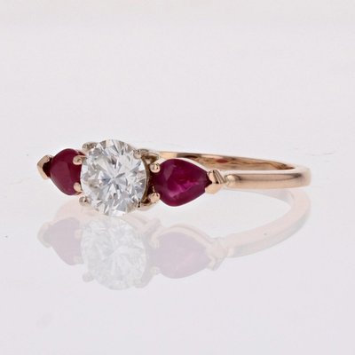 Bague Diamant Et Rubis Taillés En Poire