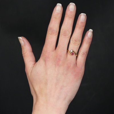 Bague Toi Et Moi Rubis Diamant Or Jaune