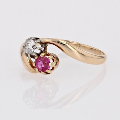 Bague Toi Et Moi Rubis Diamant Or Jaune