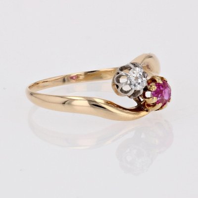 Bague Toi Et Moi Rubis Diamant Or Jaune
