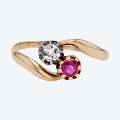 Toi Et Moi Ruby Diamond Yellow Gold Ring