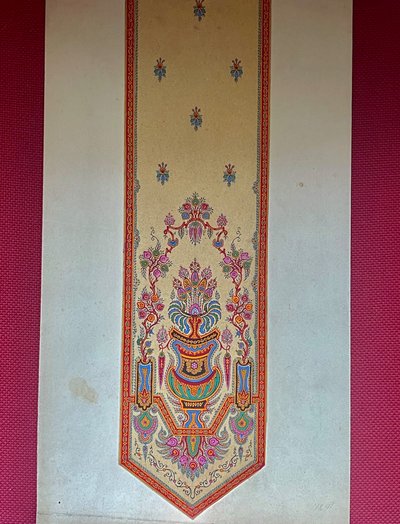 TEXTILE PROJECT for bell cords. Gouache. Early 20th century.