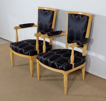  Paire de Fauteuils Modernisme en Sycomore massif, goût Directoire – 1940 