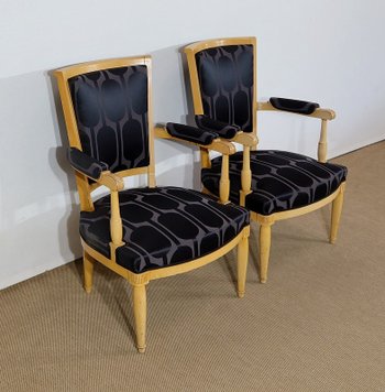 Paire de Fauteuils Modernisme en Sycomore massif, goût Directoire – 1940 