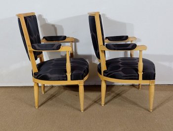  Paire de Fauteuils Modernisme en Sycomore massif, goût Directoire – 1940 