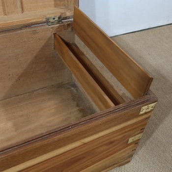 Travel trunk in Camphor and Blond Mahogany - Late 19th century