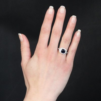 Ceylon-Kissen-Saphir- und Diamantring